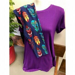 BLUE   Purple Multi Color Feather Print Full Length Leggings Size 12 NWT